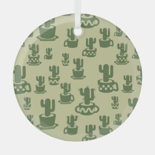Succulent cactus silhouette in cups and pots gift glass tree decoration