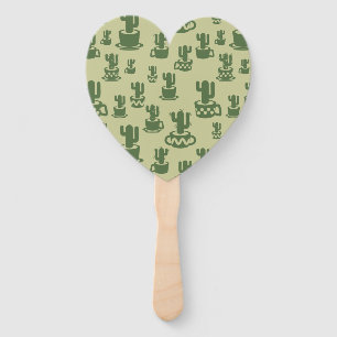 Succulent cactus silhouette in cups and pots hand fan