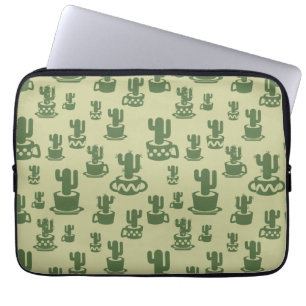 Succulent cactus silhouette in cups and pots laptop sleeve