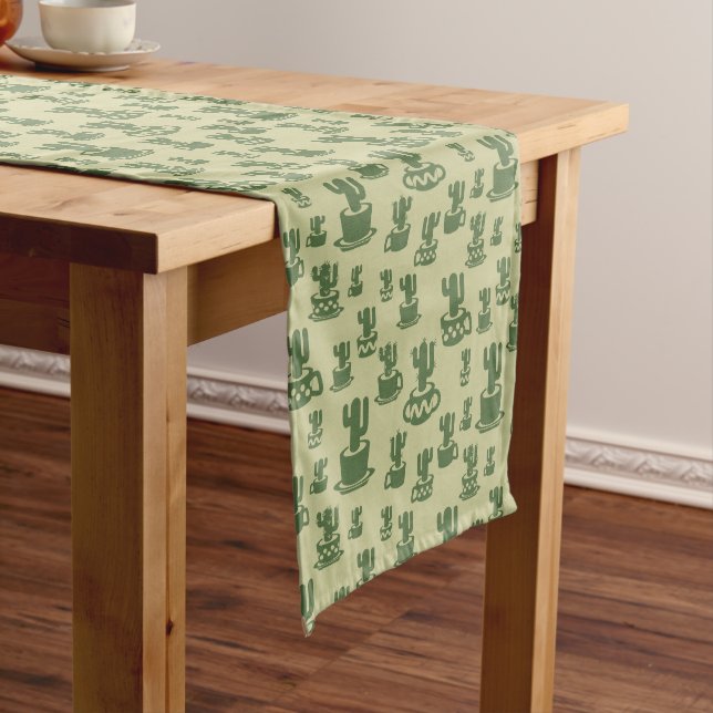 Succulent cactus silhouette in cups and pots  long table runner (In Situ)