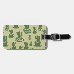 Succulent cactus silhouette in cups and pots luggage tag