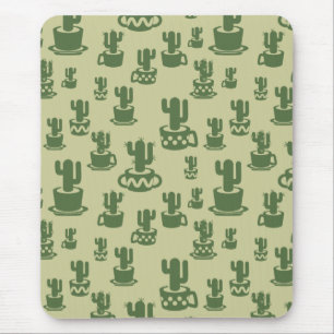 Succulent cactus silhouette in cups and pots  mouse mat