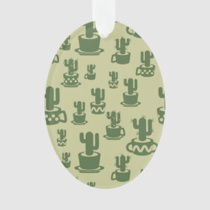 Succulent cactus silhouette in cups and pots ornament