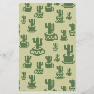 Succulent cactus silhouette in cups and pots Paper