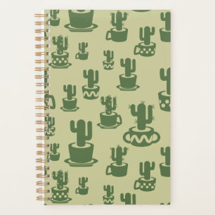 Succulent cactus silhouette in cups and pots planner