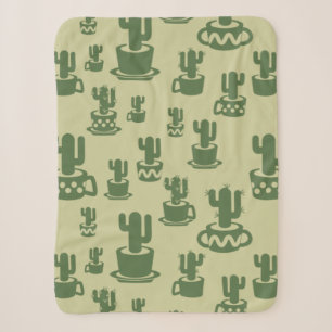 Succulent cactus silhouette in cups and pots sherpa blanket