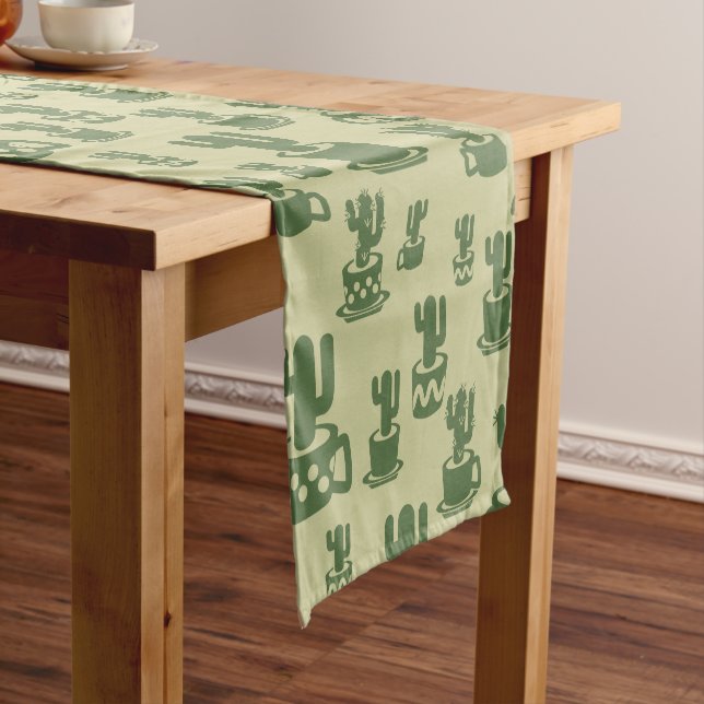 Succulent cactus silhouette in cups and pots  short table runner (In Situ)