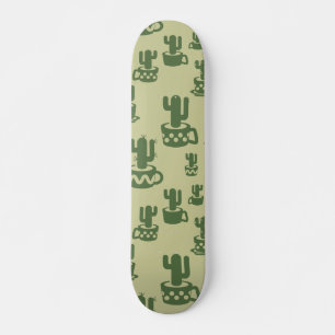 Succulent cactus silhouette in cups and pots  skateboard