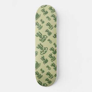 Succulent cactus silhouette in cups and pots  skateboard