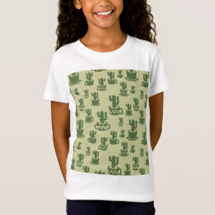 Succulent cactus silhouette in cups and pots  T-Sh T-Shirt