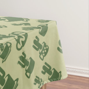 Succulent cactus silhouette in cups and pots tablecloth