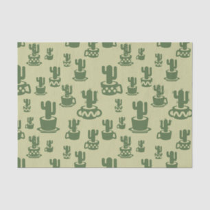 Succulent cactus silhouette in cups and pots tissue paper