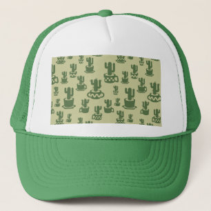 Succulent cactus silhouette in cups and pots trucker hat