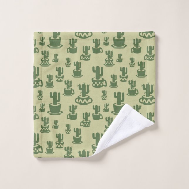 Succulent cactus silhouette in cups and pots  wash cloth (Wash Cloth)