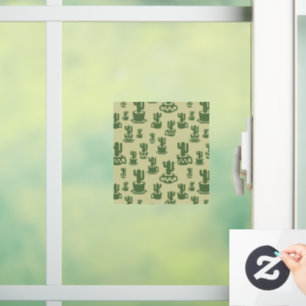 Succulent cactus silhouette in cups and pots window cling