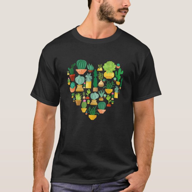 Succulent Cactus Succa  Heart Men Women Gardener T-Shirt (Front)