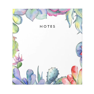 Succulent cactus watercolor notepad