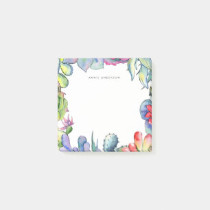 Succulent cactus watercolor post-it notes