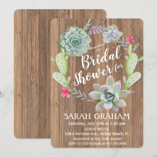 Succulent Cactus Wreath Bridal Shower Invitation