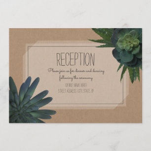 Succulent Cardstock Inspired Wedding Reception Invitation
