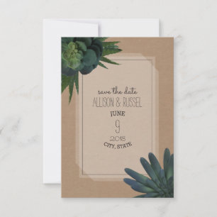 Succulent Cardstock Inspired Wedding Save The Date