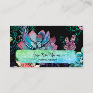 *~* Succulent Chic Glitter Girly Feminine Exciting Business Card