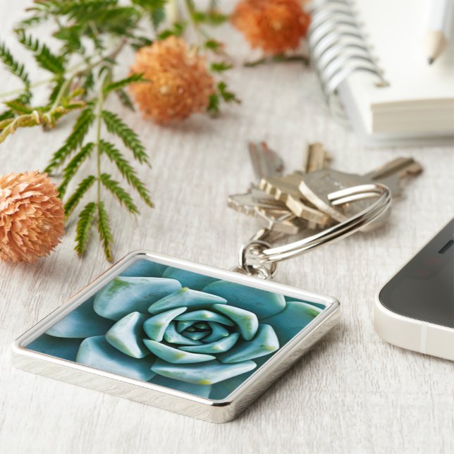 Succulent Closeup Key Ring (Side)