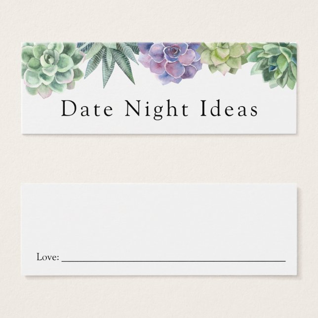 Succulent Date Night Idea Card (Front & Back)