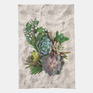 Succulent decor tea towel