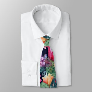 Succulent desert floral flowers cactus plant groom tie