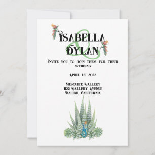 Succulent Desert Wedding themed Invitation