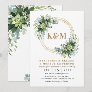 Succulent Eucalyptus Elegant Boho Greenery Wedding Invitation