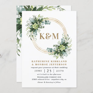 Succulent Eucalyptus Elegant Boho Greenery Wedding Invitation