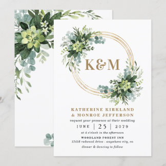 Succulent Eucalyptus Elegant Boho Greenery Wedding Invitation