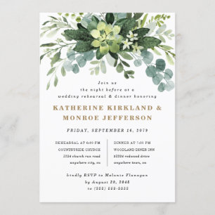 Succulent Eucalyptus Greenery Rehearsal Dinner Invitation