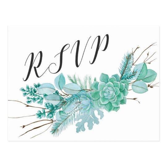 Succulent Eucalyptus RSVP reply 3961 Postcard