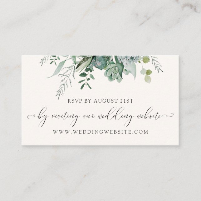 Succulent Eucalyptus Wedding RSVP Online Card (Front)