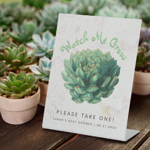 Succulent Favours for Baby Shower Watch Me Grow  Pedestal Sign