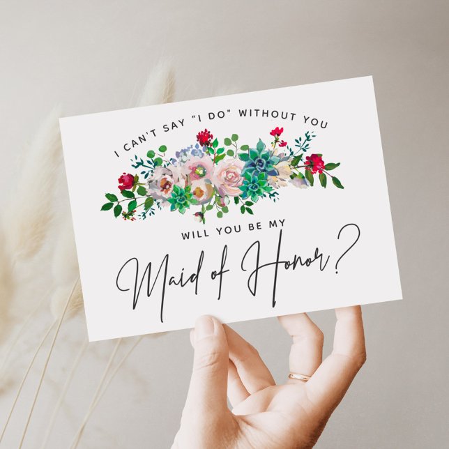 Succulent Floral Maid of Honour Card (Creator Uploaded)