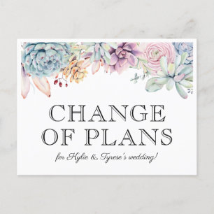Succulent Floral New Wedding Date Announcement Postcard
