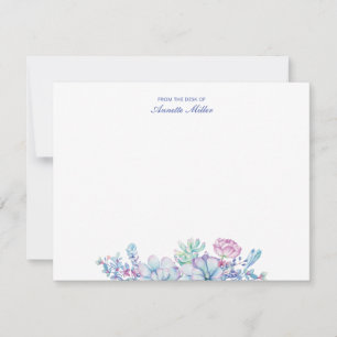 Succulent Floral Personalised Stationery Note card