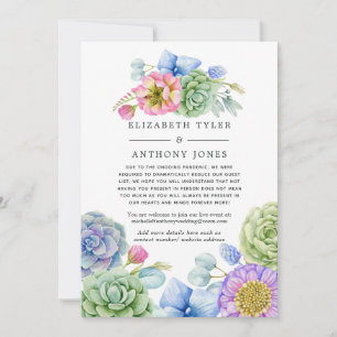 Succulent Floral Reduced Wedding Guest List Announcement