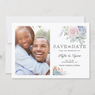 Succulent Floral Save the Date Photo
