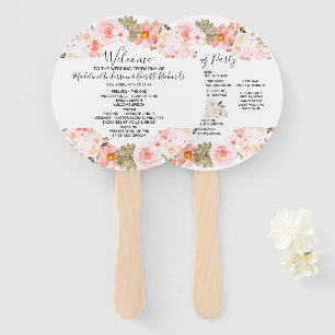 Succulent Floral Wreath Wedding Ceremony Program Hand Fan