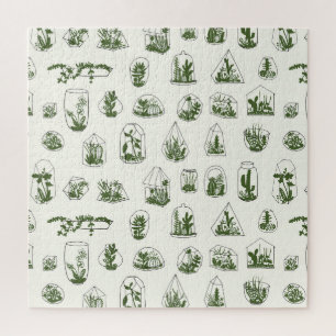 Succulent Florarium: Vintage Geometric Design. Jigsaw Puzzle