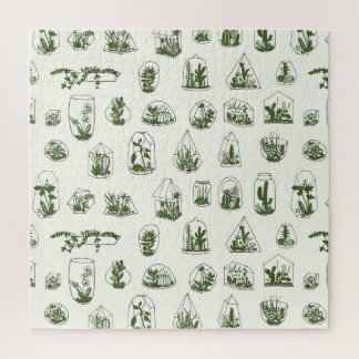 Succulent Florarium: Vintage Geometric Design. Jigsaw Puzzle