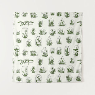 Succulent Florarium: Vintage Geometric Design. Tapestry