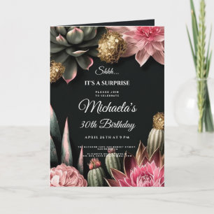 Succulent Flowers Birthday surprise party Floral Invitation