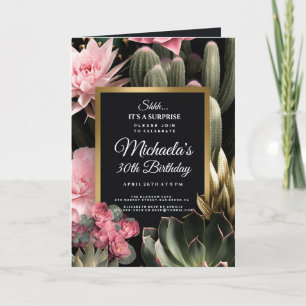 Succulent Flowers Birthday surprise party Floral Invitation