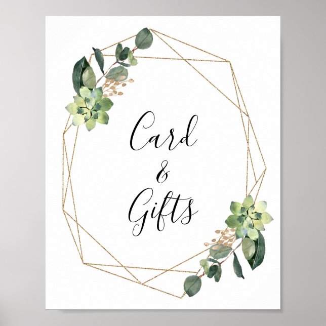 Succulent Foliage Geometric Baby Shower Sign (Front)